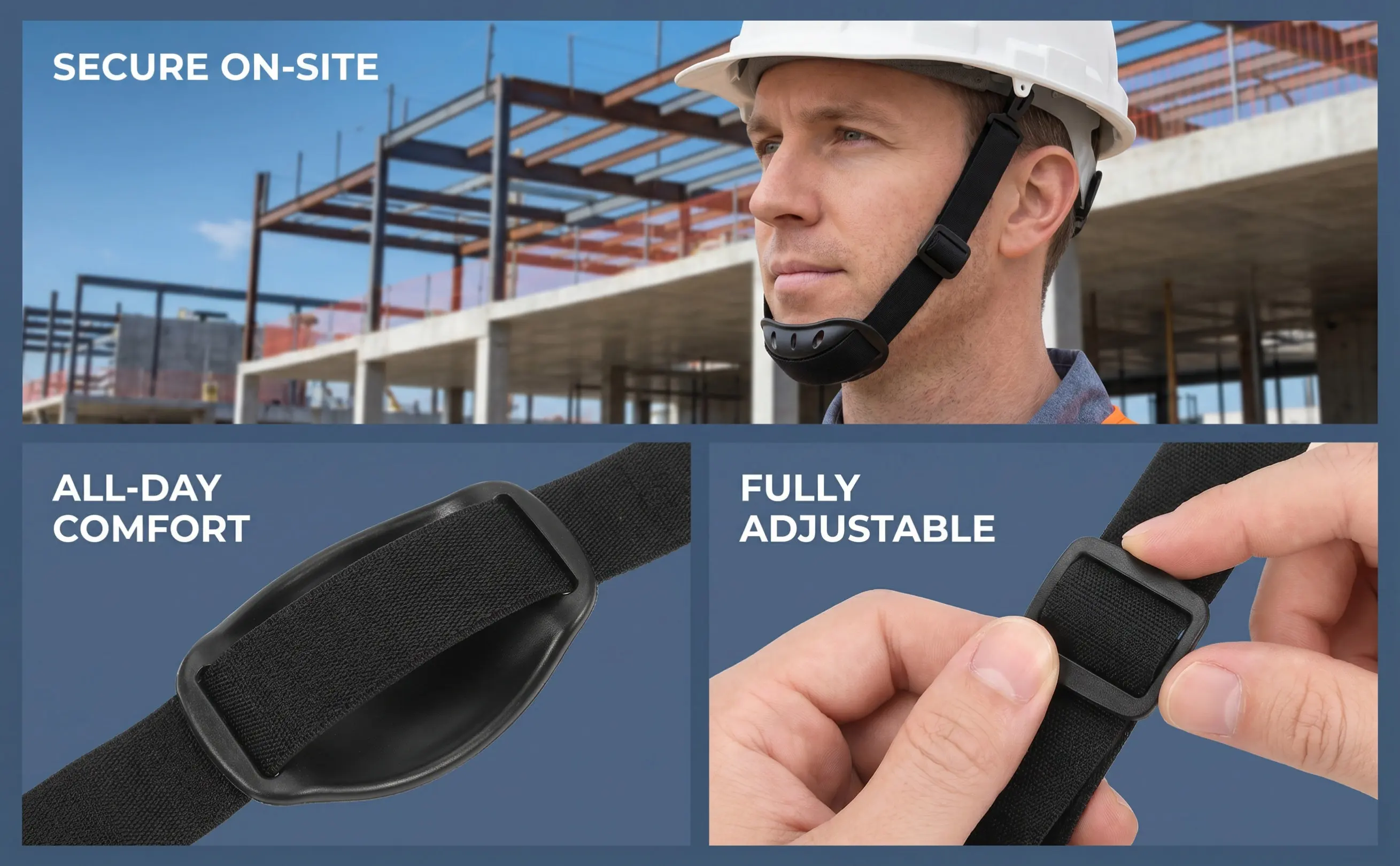 3pcs Adjustable Hard Hat Chin Strap for Safety Helmets – Durable, Comfortable Construction Helmet Accessory