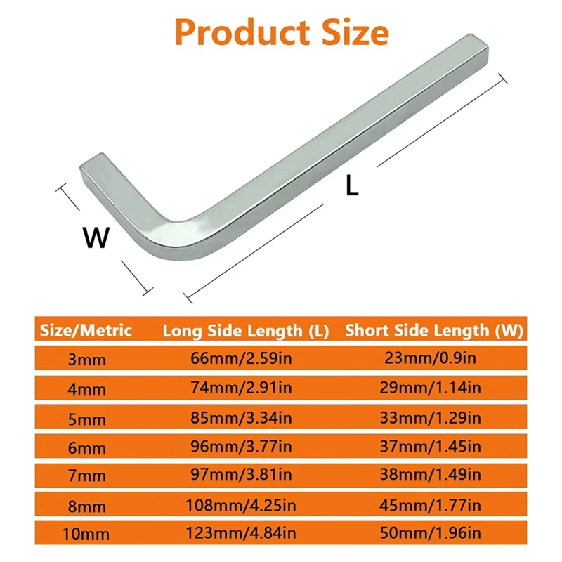 7Pcs Square Head Wrench Set L Shaped Square Key Kit Chromium Vanadium Steel Square Head Screwdrivers, 3-10mm-A62I - view 3