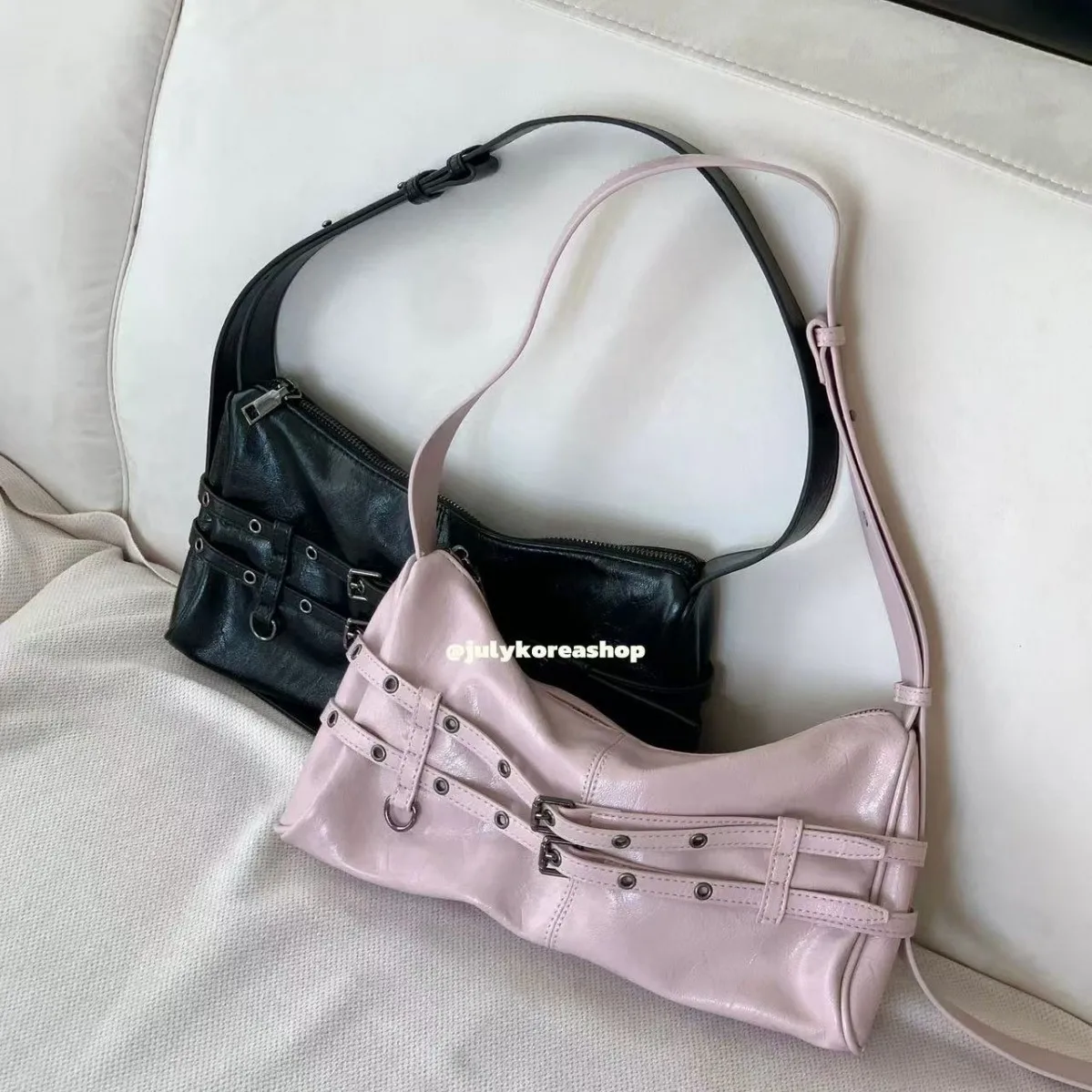 Belt Buckle One-shoulder Crossbody Bag Large Capacity Niche Design Motorcycle Bag Fashionable Personality All-matching