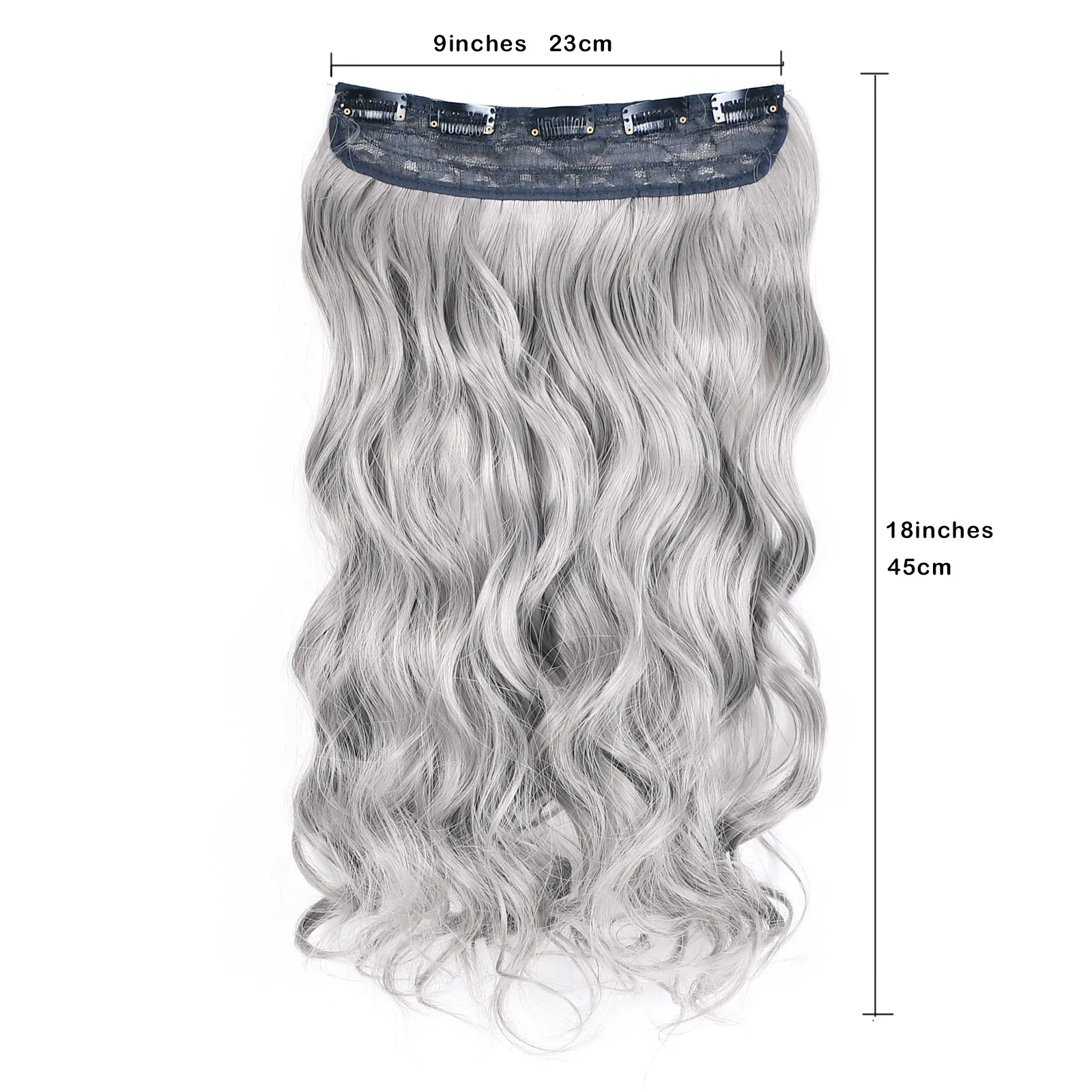 Zolin Synthetic Haiirpiece Gray Color Clip In Hair Extension With 5clips Long Straight Hair For Woman Girls