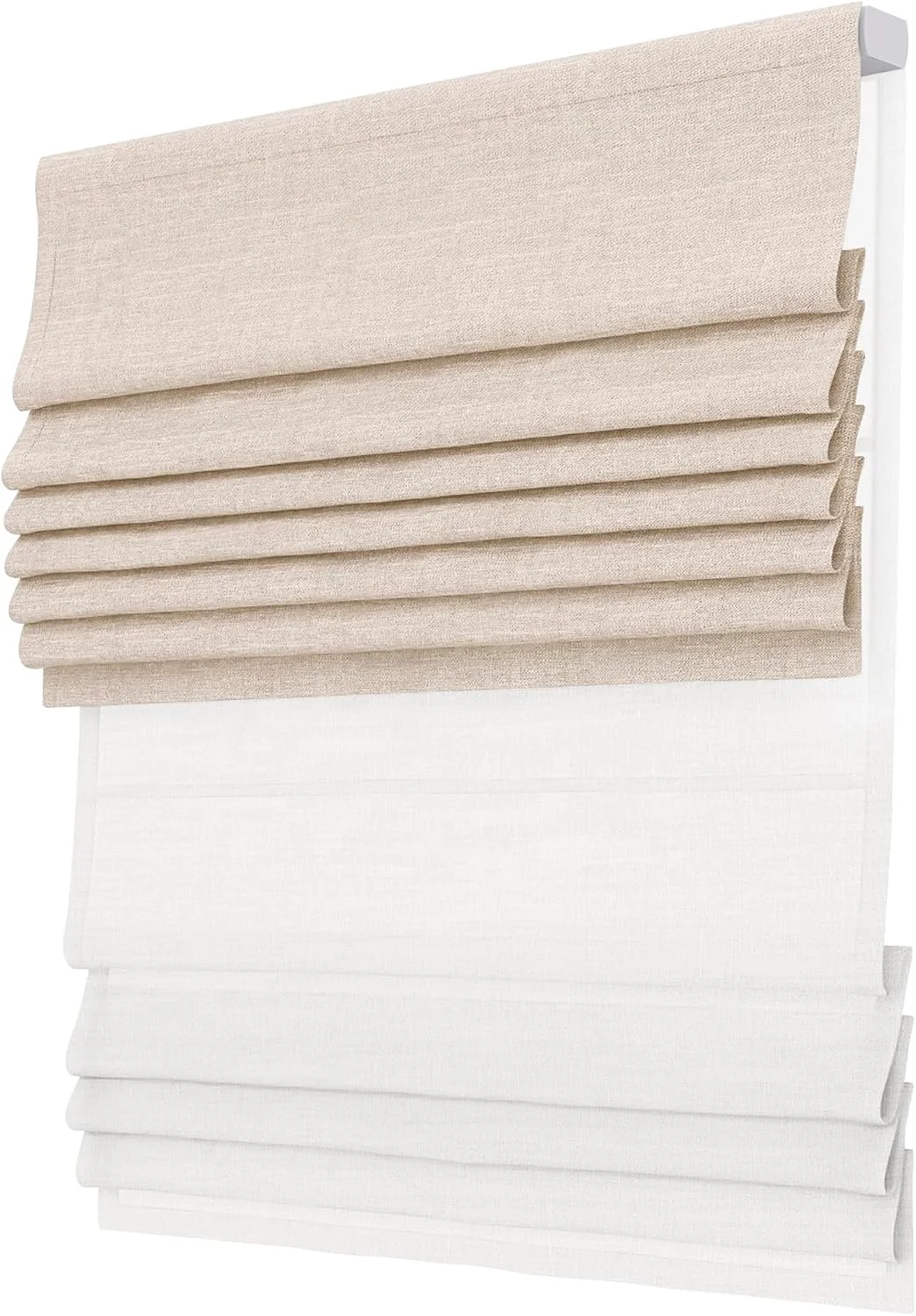 Modern Electric Double-Layer Roman Blinds Fabric Roller Shades Adjustable Day Night Options with Pinhole for Home Use in Rooms