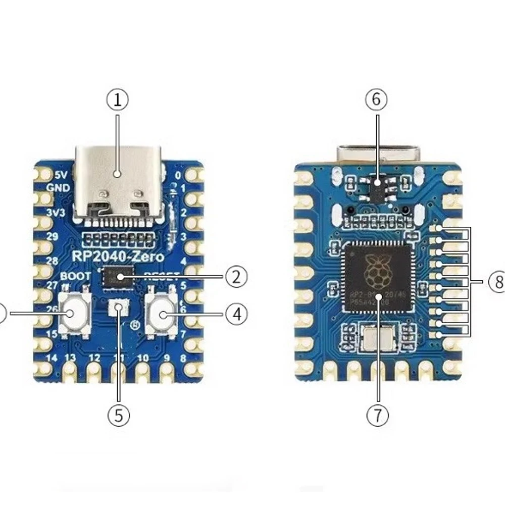 RP2040-Zero RP2040ZERO RP2040 для микроконтроллера Raspberry Pi, модуль макетной платы PICO, двухъядерный процессор Cortex M0+, 2 МБ