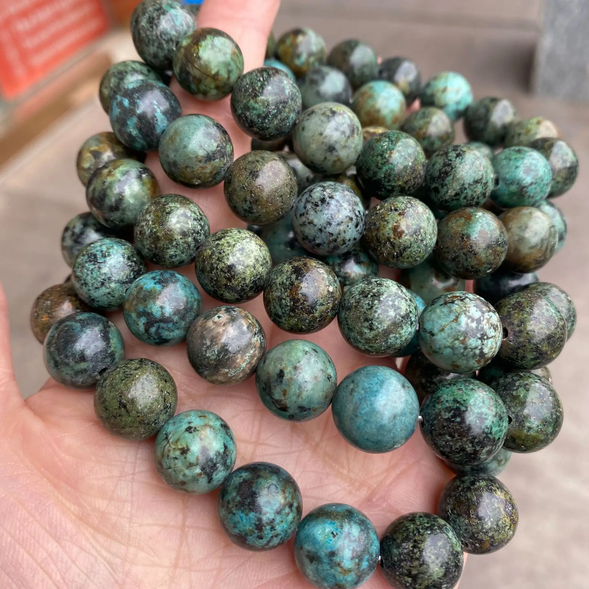 Wholesale Natural Stone African Turquoises Beads Bracelet Women Men Healing Energy Yoga Meditation Strand Bangles