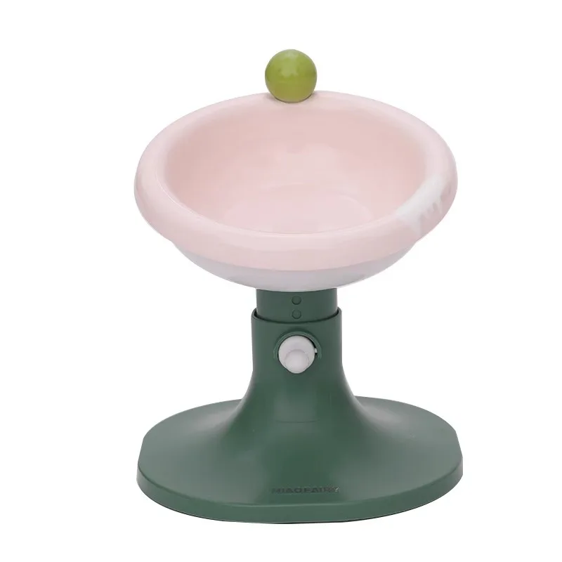 

Adjustable Height Ceramic Cat Bowl Elevated Pet Feeder Large Opening Anti Spill Dog Food Water Dish Raised Neck Protection Feed
