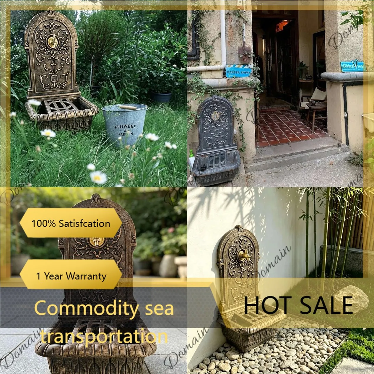 J81 Antique Cast Iron Water Basin Outdoor Garden Decorative Wishing Pool Fountain Photography Prop