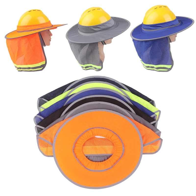 

High Temperature Sunscreen Safety Helmet Sun Protection Curtain Fluorescent Reflective Breathable Hat Cover Sunshade Neck Shield