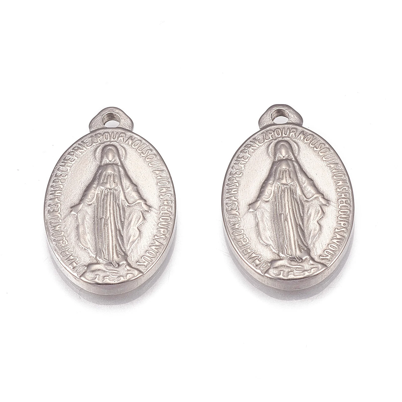 

10pcs Non-Tarnish 304 Stainless Steel Pendants Oval with Virgin Mary Stainless Steel Color for Making DIY Jewelry Necklace Craft