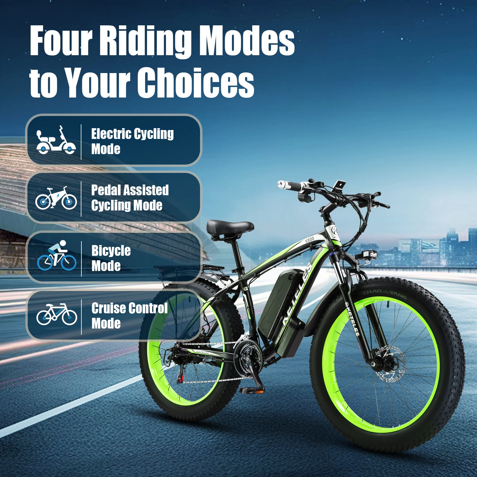 26 "بوصة الدهون الإطارات E-الدراجة 48 فولت/15AH بطارية ليثيوم KETELES K800 دراجة كهربائية جبلية مكبح قرصي دراجة كهربائية للبالغين #6
