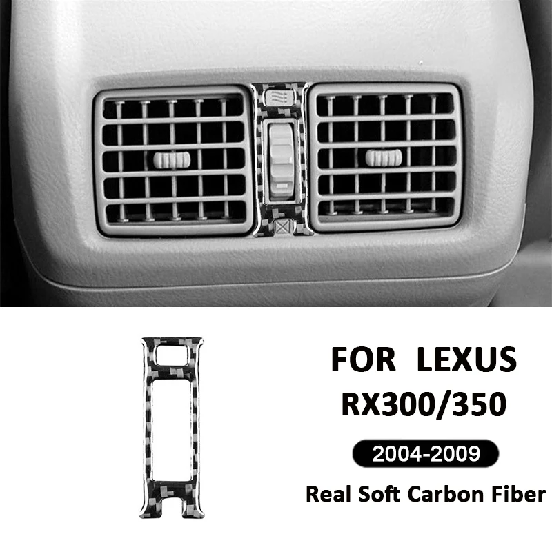 

Carbon Fiber Car Rear Air Outlet Center Adjustment Switch Frame Decoration Sticker For LEXUS RX300 RX350 2004-2009 Auto Part