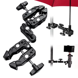 Multi-Functional Double Super Clip Bracket Articulating Magic Arm Clamp 360 Dual-Head Super Clamp for Umbrella Monitor LED Light