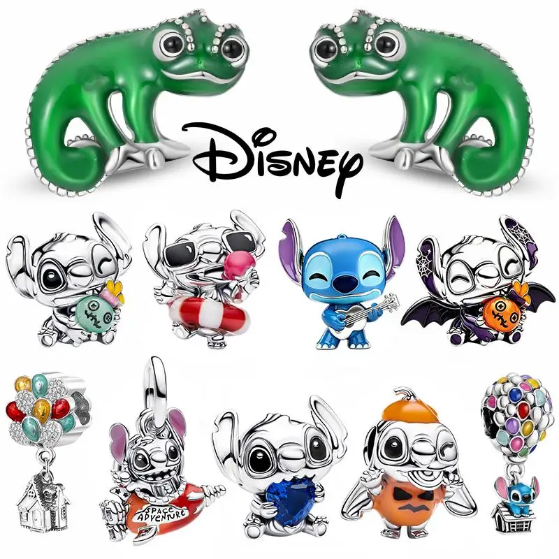 925 Silver Disney 2026 Hot Charms Stitch&Up Bead Pendant Fit For Necklace Original Bracelet DIY Festival Women's Party Fine Gift