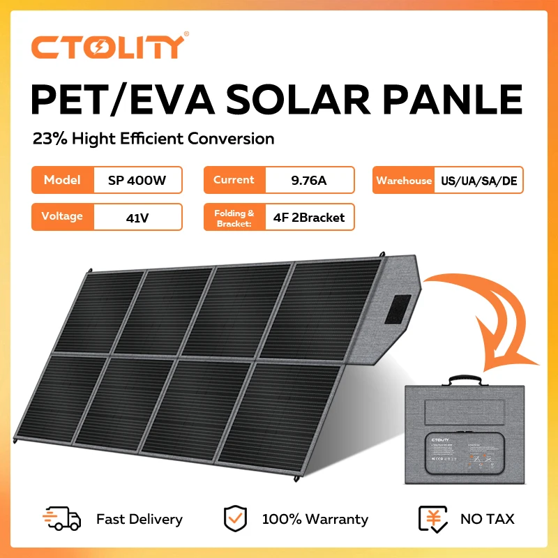 CTOLITY 400W Solar Panel Portable Solar Kit Complete 41V EVA Foldable Solar Charger For Generator Camping RV Boat Emergency New