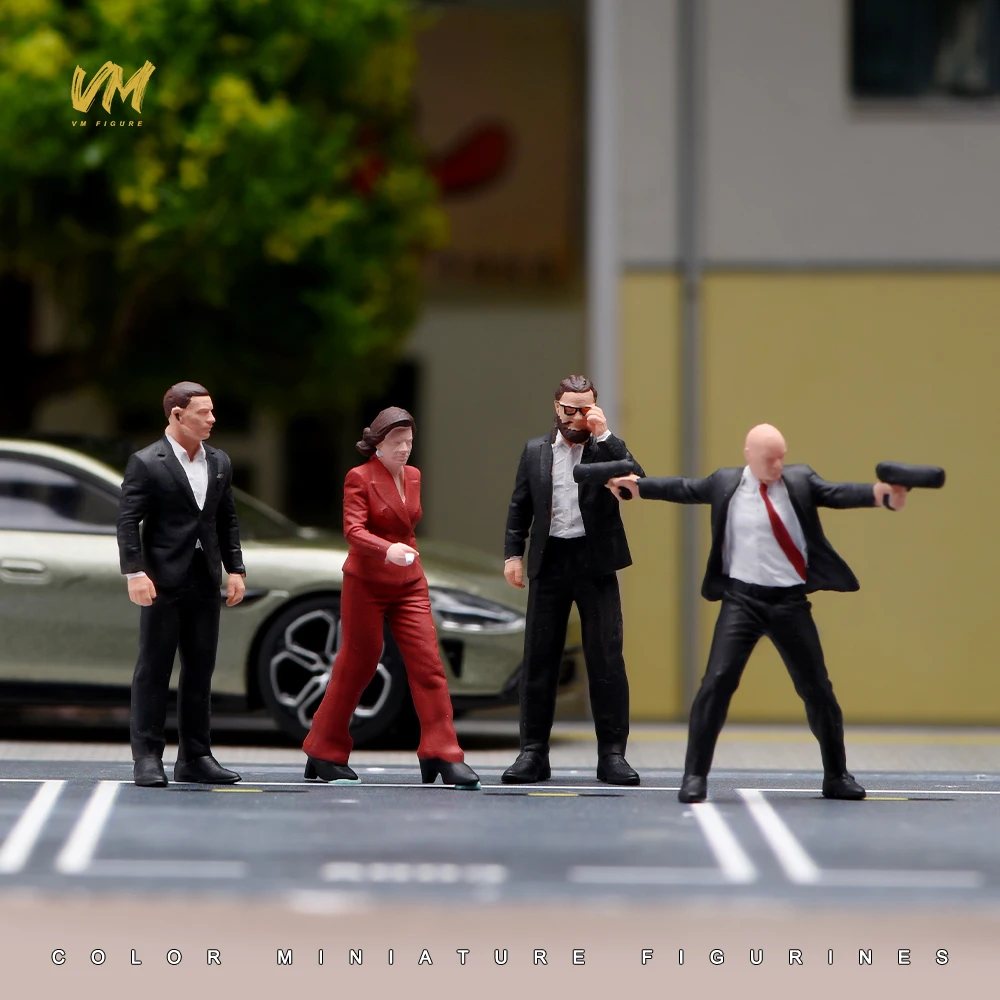 Painted Miniature 1/87 1/64 1/43 1/24 1/18 Female Leader Travel Male Bodyguards Mini Doll Model Scene Prop Crafts Display