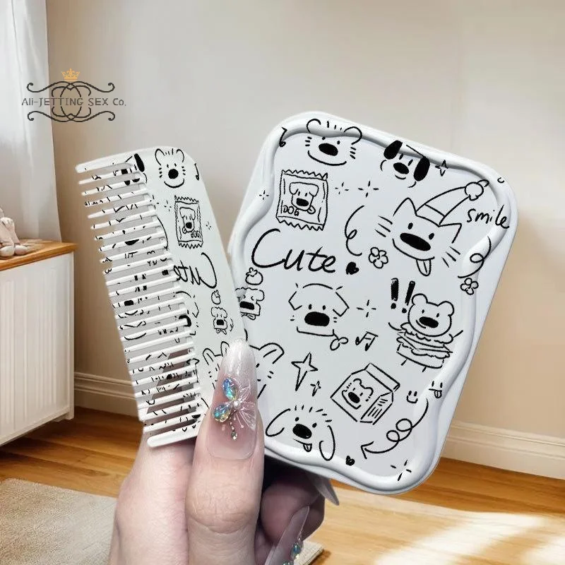 Practical and Adorable Dog Handheld Mirror; Includes Comb for a Complete Makeup Toolset