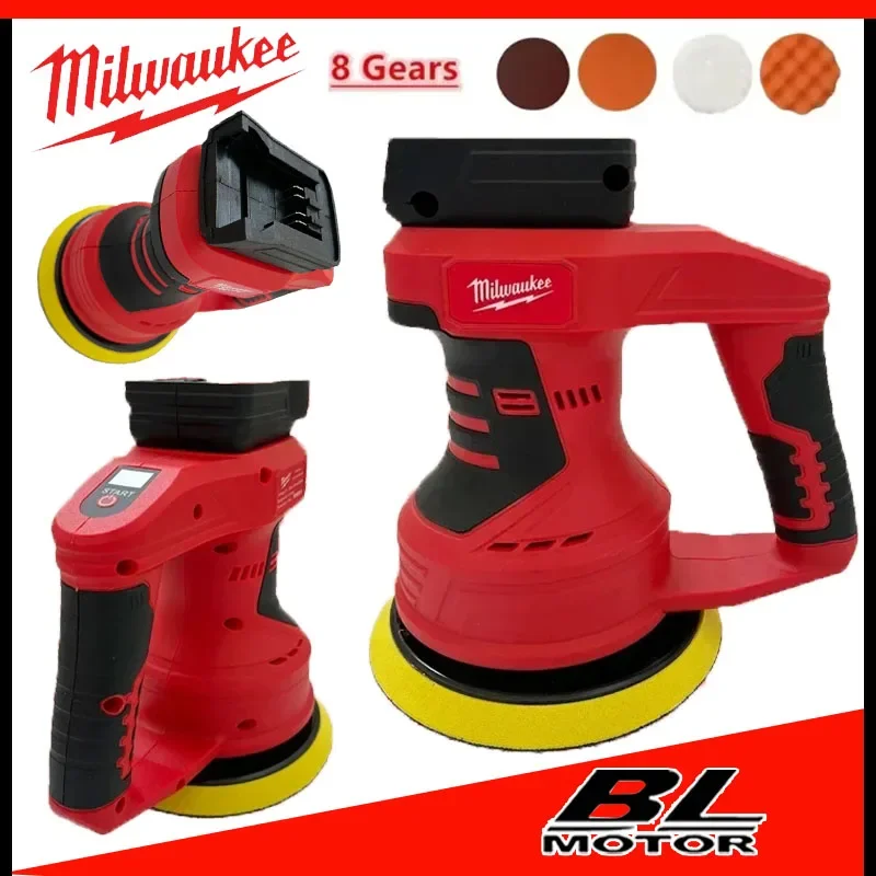 

Milwaukee Cordless Car Polisher 8 Gears Brushless Electric Polishing Machine Waxing Sanding Sealing Power Tools For 18V Battery