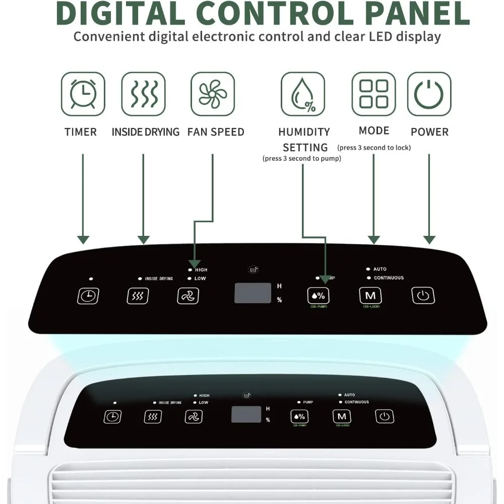 ترقية جديدة - جهاز إزالة الرطوبة Energy Star بقوة 7000 قدم مربع مع مضخة وواي فاي، مثالي للغرف الصناعية الكبيرة والأحواف المنزلية،