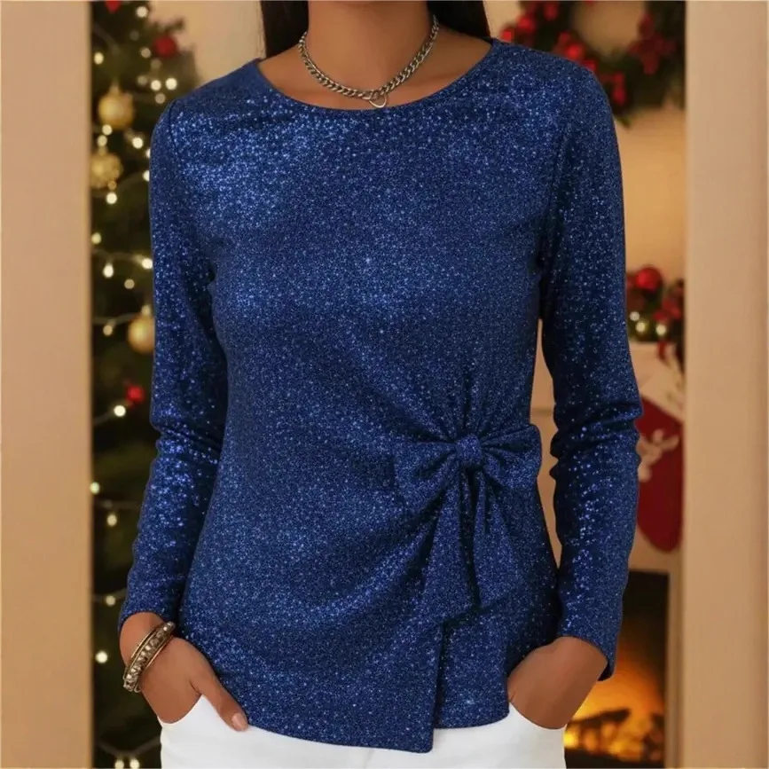 Playeras Para Mujer Casuales Round Neck Long Sleeve Elegant Evening Women's Pullover Spring Summer New Office Commuting T-shirt