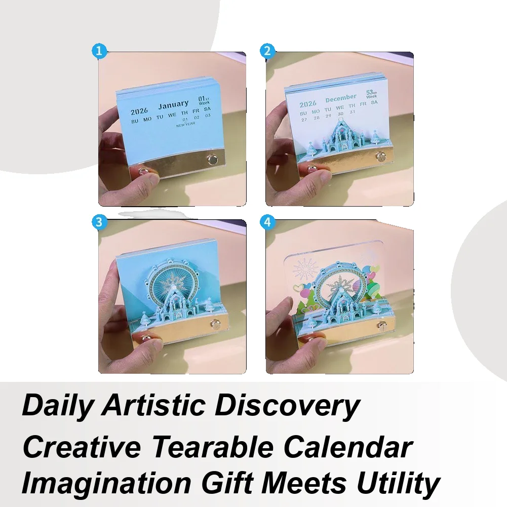 3D Calendar 2026 3D Paper Ferris Wheel Tear Off Calendar Tearable Timepiece Sticky Notes For Work Schedule Planning Organization