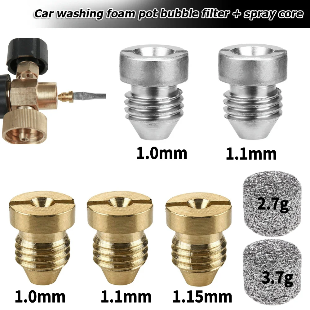 Foam Cannon Orifice Nozzle Tips High Pressure Foam Kettle Nozzle 1.0/1.1/1.15mm Copper Foam Orifice Nozzle Car Wash Cleaning Too