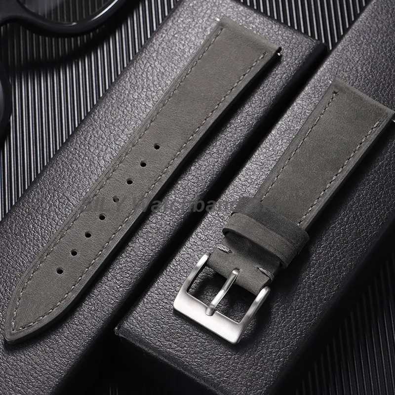Bracelet de montre en cuir de veau vintage rétro 18mm 19mm 20mm 21mm 22mm 24mm, sangles à dégagement rapide, universel pour hommes et femmes