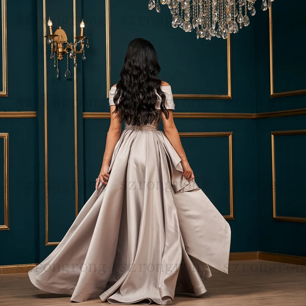 맞춤형 V 넥 A 라인 이브닝 드레스 스팽글 라인 석 구슬 드레이프 프릴 새틴 댄스 파티 드레스 현대 긴 파티 드레스