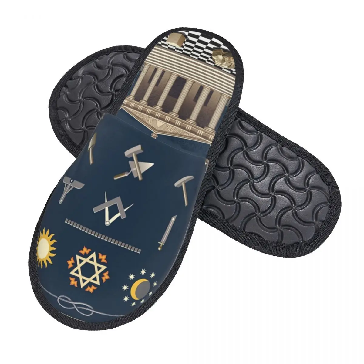 Freemasonry Work Board House Slippers Women Soft Memory Foam Masonic Symbols Slip On Hotel Slipper Shoes