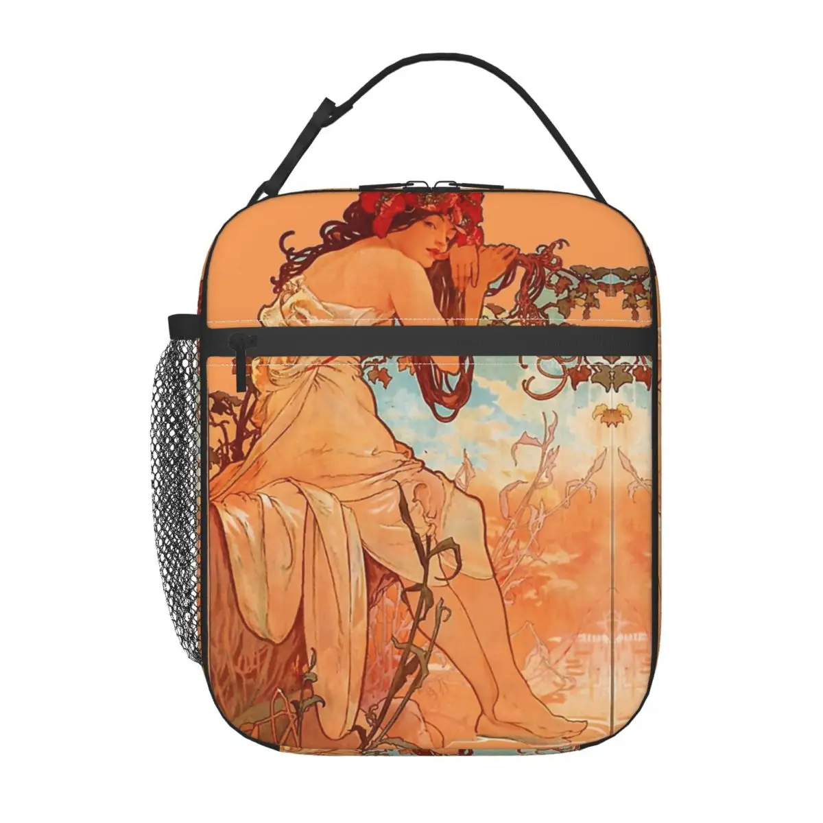 Lunch Box Art Nouveau Illustration Merch Alphonse Mucha Lunch Container Causal Cooler Thermal Bento Box For School