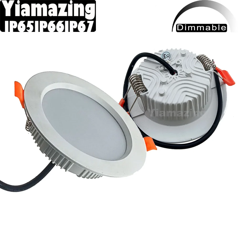 Dimmable White 220V IP67 IP65 IP66 Outdoor Waterproof LED Downlight 7W 9W 12W 15W 18W 24W 30W Kitchen Toilet Eaves Spot Light