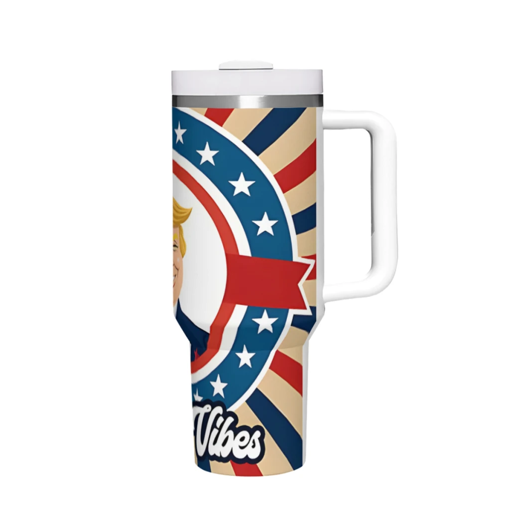 

Donald Trump Victory Vibes I 40 oz Tumbler with Handle and Straw Lid,Stainless Steel Insulated Tumblers,Travel Coffee Mug