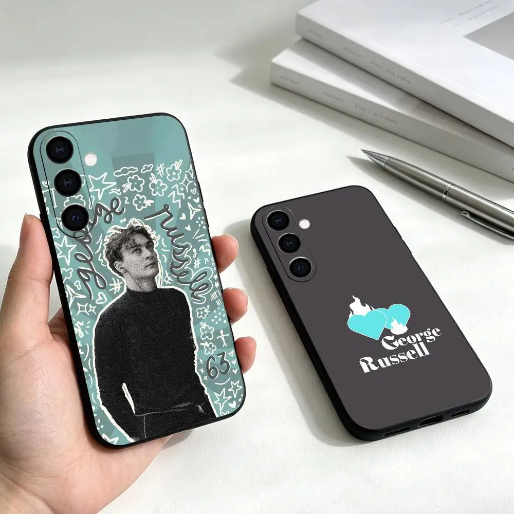 R-Racer George Russell Phone Case Black Silicone Soft For Samsung Galaxy A73,A72,A71,A70,A53,A52,A51 Gift
