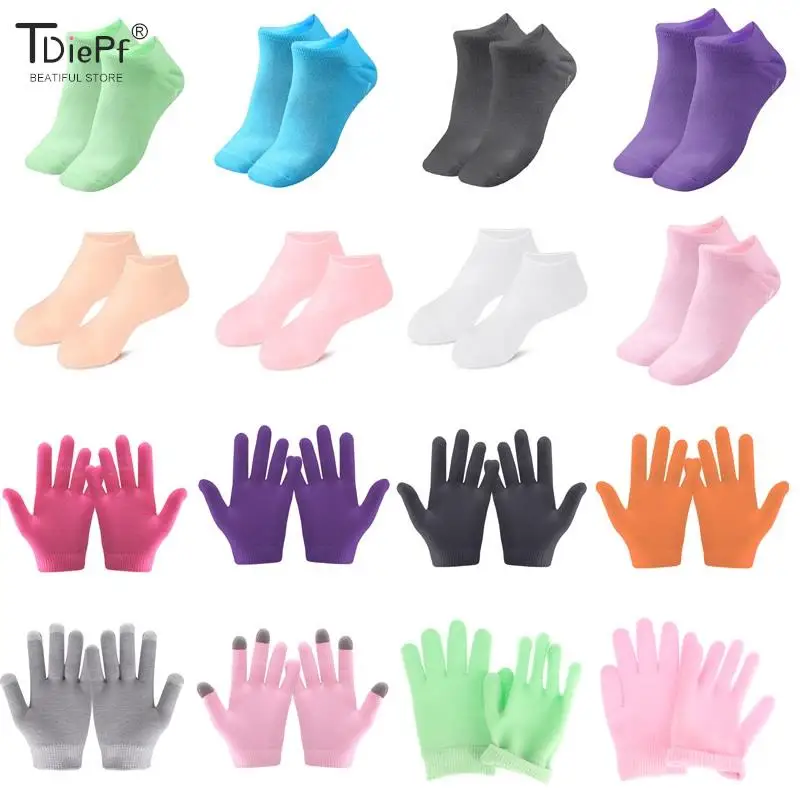 1Pair SPA Gel Hand/Foot Glove Socks Gloves Moisturizing Whitening Exfoliating Smooth Hands Mask One Pair Foot Care Tool Reusable