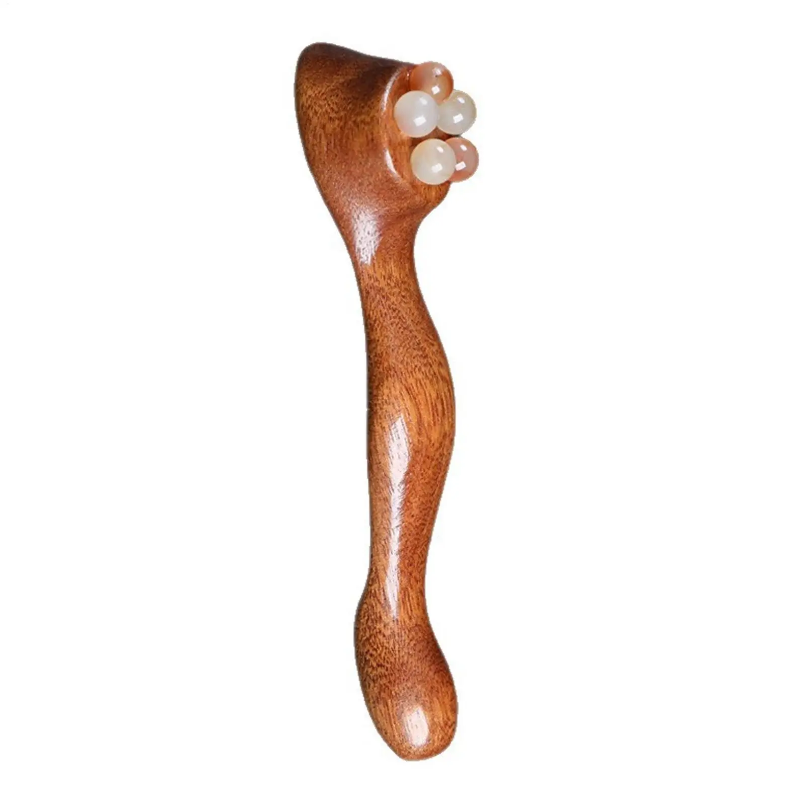 Lotus Pod Eye Massager Roller 5 Teeth Wooden Eye Scraping Tendon Stick Mini Face Massage Stick for Relieve Facial Fatigue