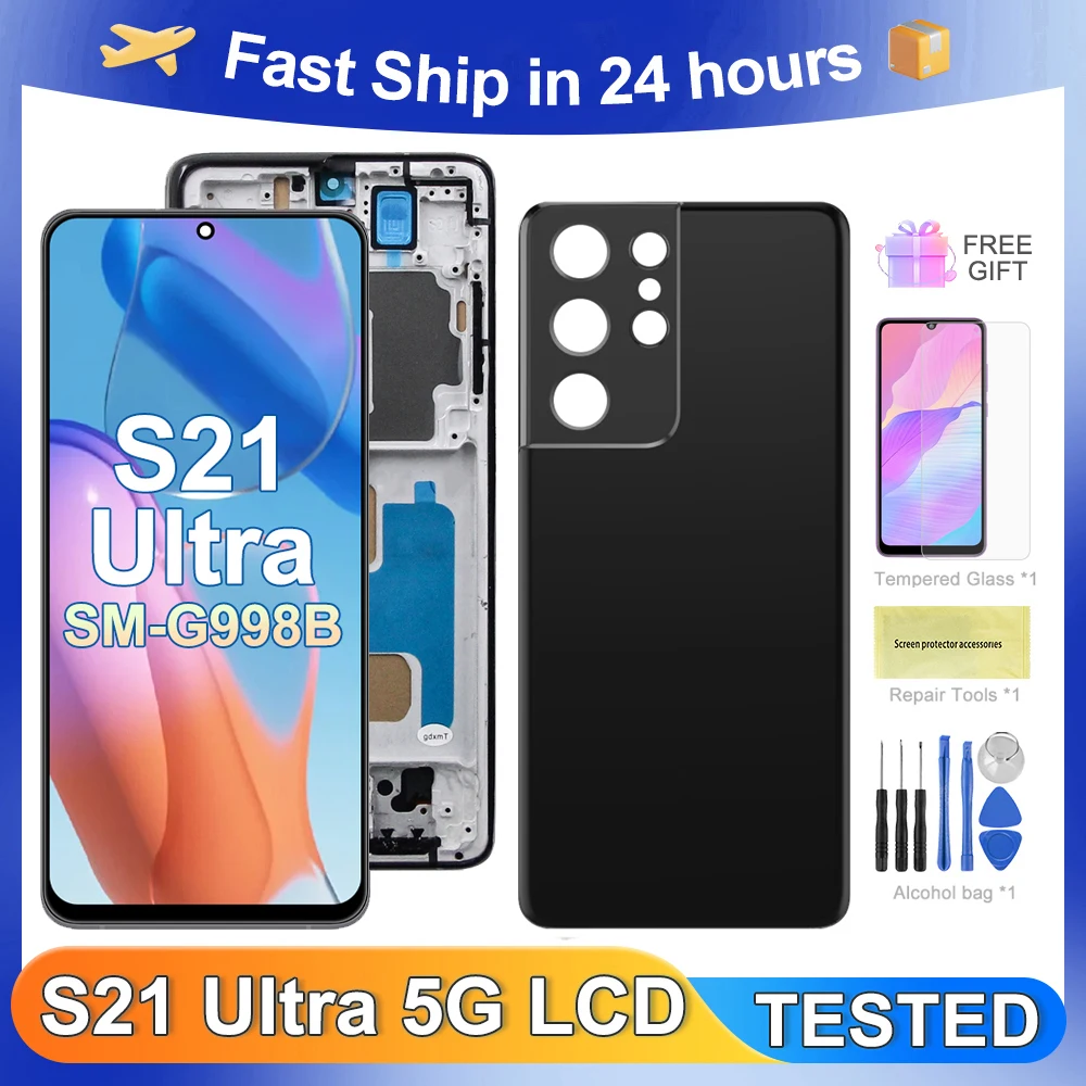Tested S21 Ultra For Samsung S21 Ultra 5G G998B G998U G998W LCD Display Touch Screen Digitizer Assembly Replacement