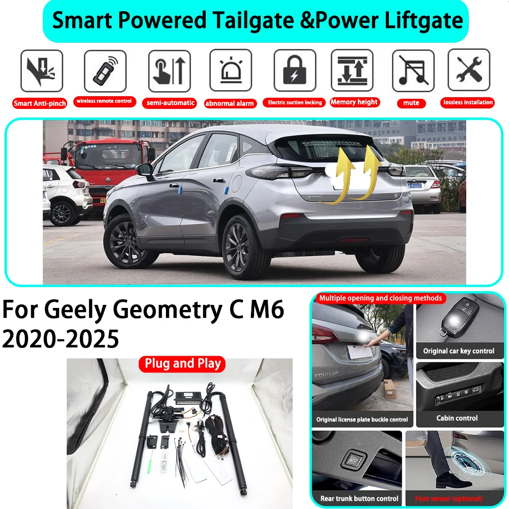 for Geely Geometry C M6 2020-2025 Smart Automatic Powered Tailgate Electric Power Tailgate Lift Kit Key Close Plug and Play