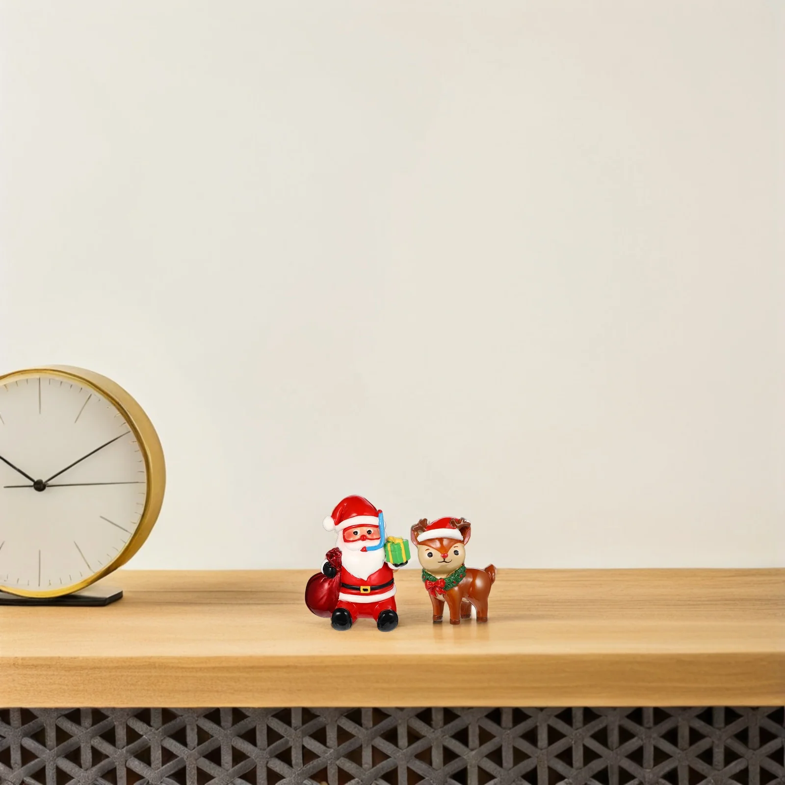 2 قطعة زينة خزان الأسماك عيد الميلاد الراتنج حوض السمك الحلي سانتا الرنة تصميم صديقة للماء مستقرة غير