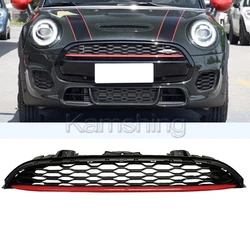 Kamshing Front Bumper Bonnet Grille Grill Red Stripe Hood Grille For BMW Mini Cooper F55 F56 F57 S JCW 2014‑2021 Racing Grills