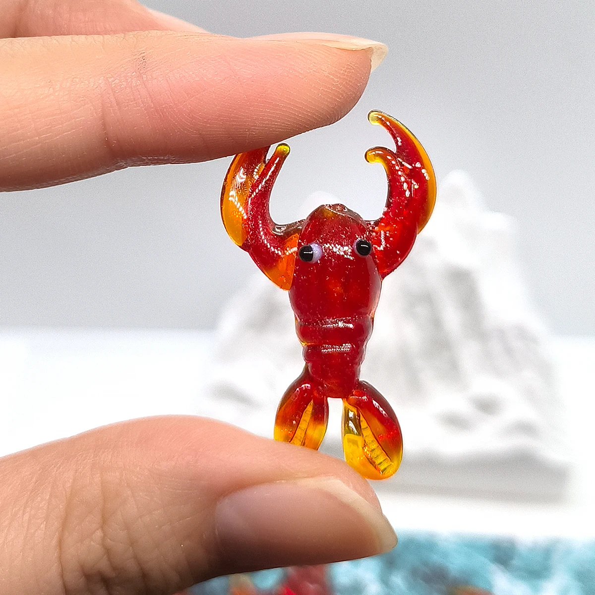 20mm 2pcs/4pcsRed Lobster Lampwork Glass Bead Handmade Sea Animal Charm for DIY Jewelry Necklace Bracelet Ocean Craft Gift