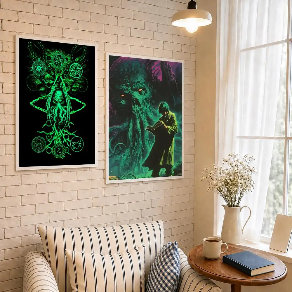 Literature C-Cthulhu Mythos Poster PP Self-Adhesive Waterproof Wall Decor for Bedroom,Living Room,Dorm,Bar Aesthetic Decor Gift