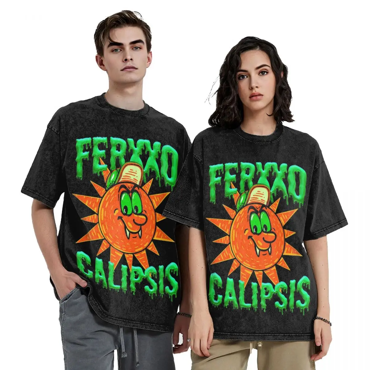 Feid Ferxxo Calipsis 2024 Tour T Shirts Hip Hop Washed Short Sleeve Harajuku T-Shirts FerxxoCalipsis for Men Women Tee Shirt