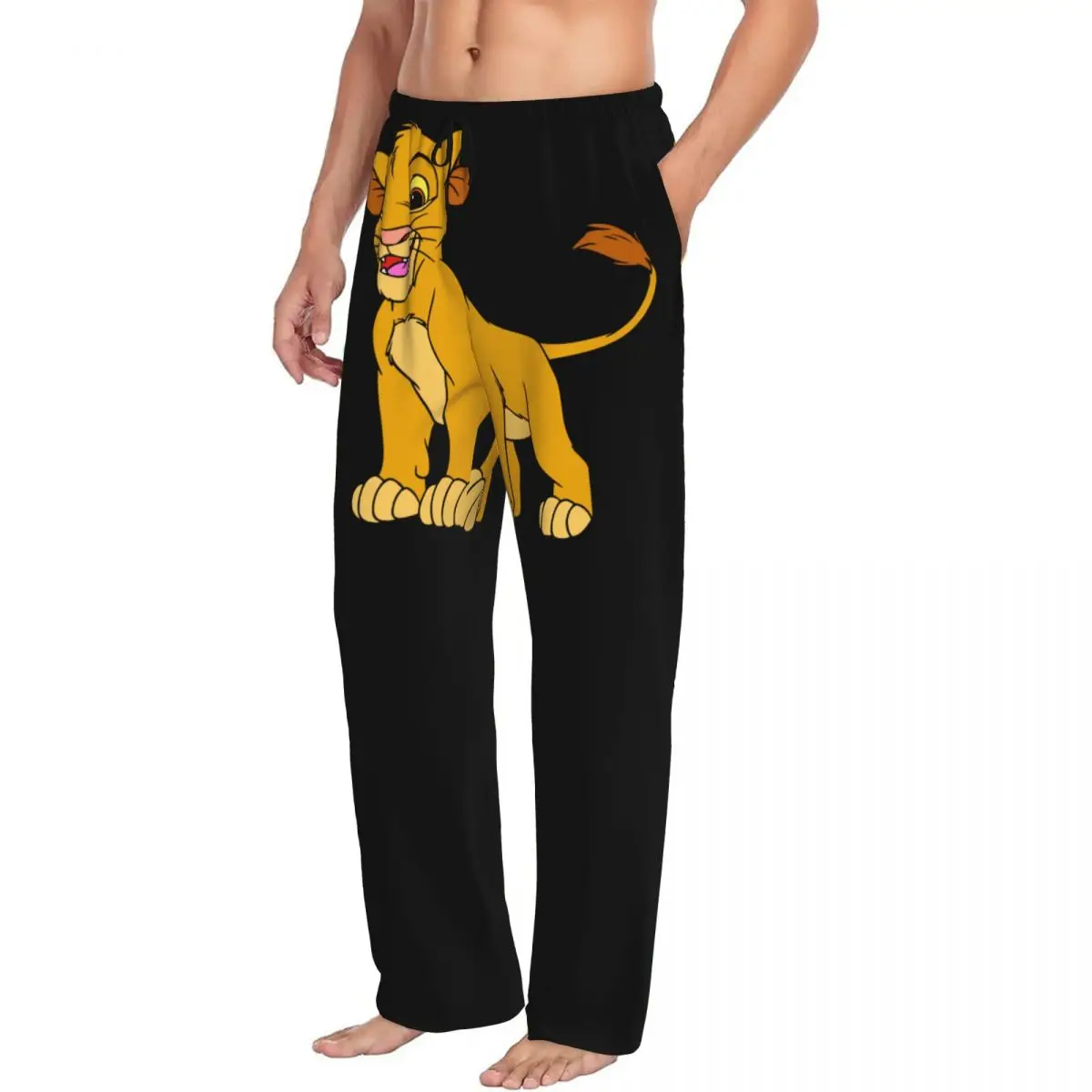 Custom Printed Simba Nala The Lion King Pajama Pants Men's Pumbaa Sleep Sleepwear Bottoms with Pockets