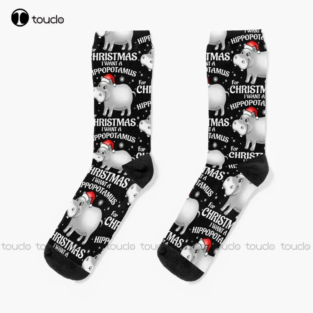 I Want A Hippopotamus For Christmas Socks Cotton Socks For Men Personalized Custom Unisex Adult Teen Youth Socks Custom Gift
