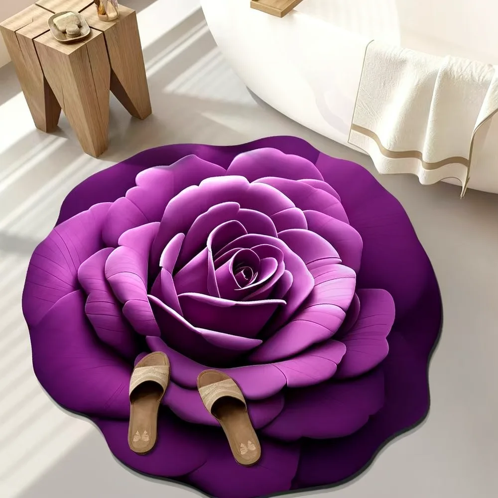 Creative Irregular Flower Pattern Rug Crystal Velvet Washable Decorative Floor Mat For Home Entrance Hallway Carpet