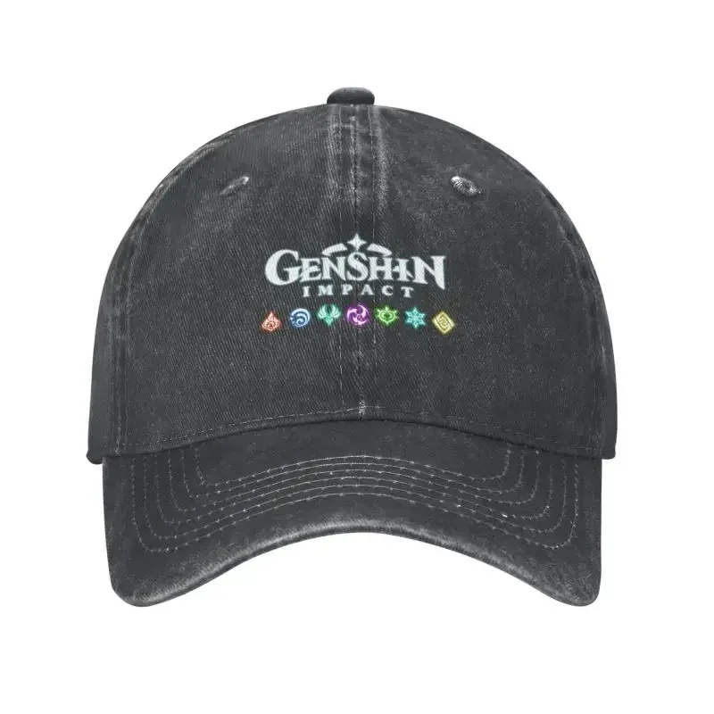 Berretto da baseball con logo Genshin Impact in cotone personalizzato Protezione solare Donna Uomo regolabile Anime Gioco Cappello da papà estivo