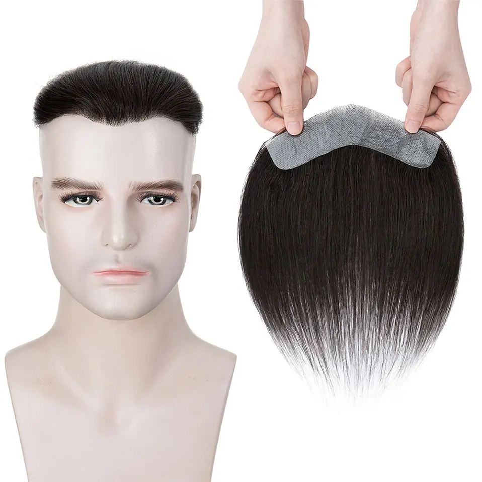 S-noilite-Toupet de Prothèse Capillaire pour Homme, Ligne de Cheveux, Boucle en V, Base PU, Postiche, Cheveux Naturels, Système de Remplacement Masculin, 4x18cm, 12g