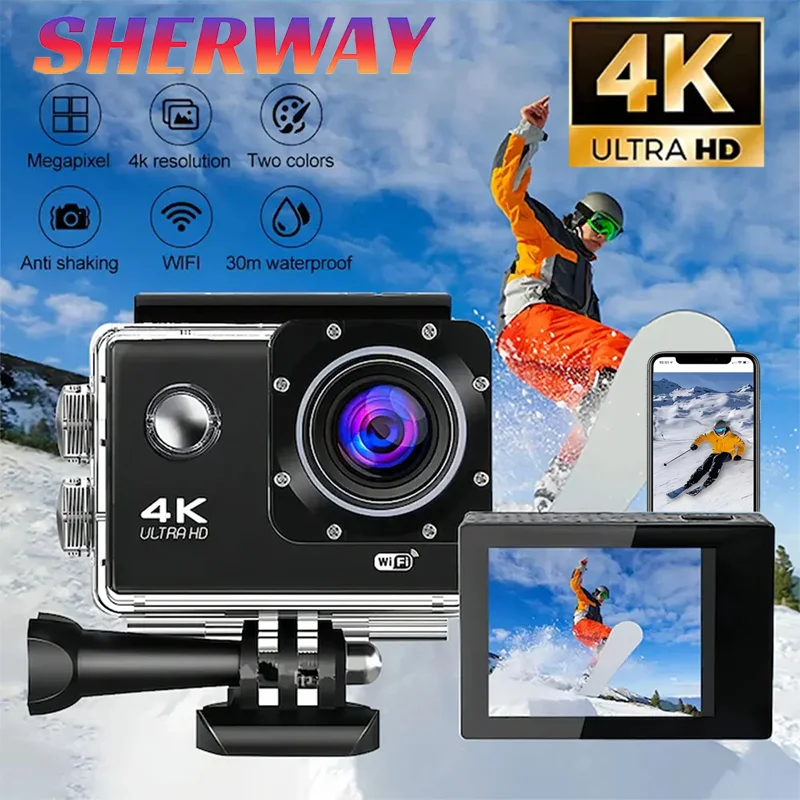 Action Camera 4K - Kamera Aksi WiFi 4K Mini Tahan