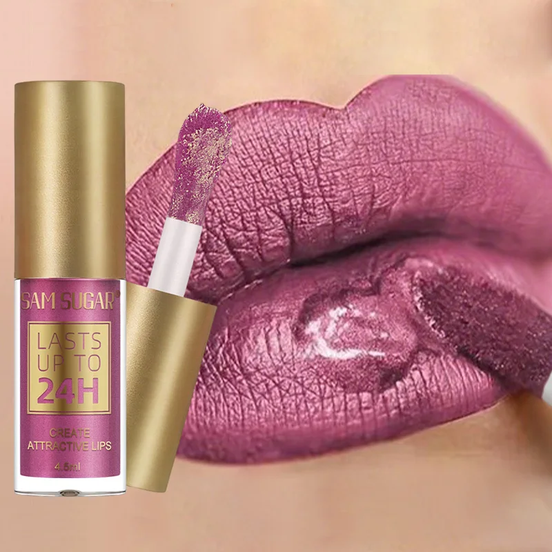 6 colors Glitter Lip Glaze Waterproof Diamond Shimmer Lip Gloss Sparkling Liquid Lipstick Long Lasting Lip Makeup for Women Gif