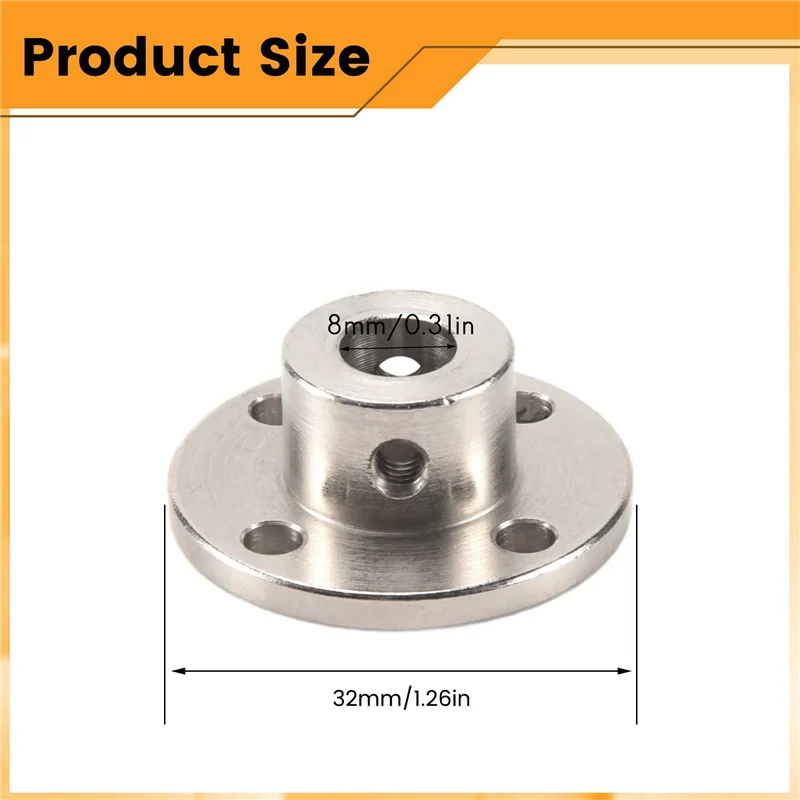 BAAU Conector de acoplamiento de brida de 8 mm, accesorio de acoplador de modelo de acero con guía rígida, accesorios de eje (paquete de 12)