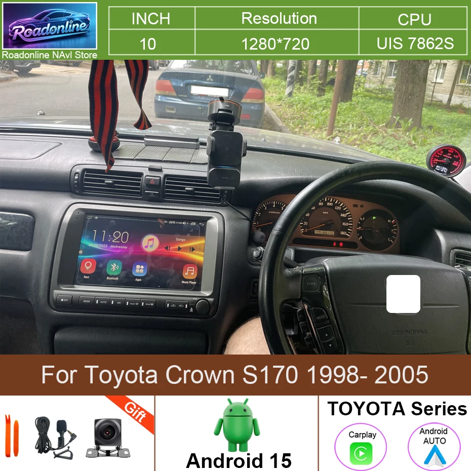 8+256GB Android 15 Car Radio For Toyota Crown S170 1998- 2005 GPS Navi Car Multimedia Player Stereo Autoradio Screen