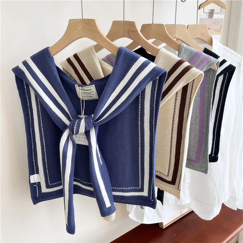 Women Knitted Solid Frame Shawls Air-conditioned Room Warm Shoulder Neck Shawl Shirts Blouse Sweater Detachable Collars Scarf
