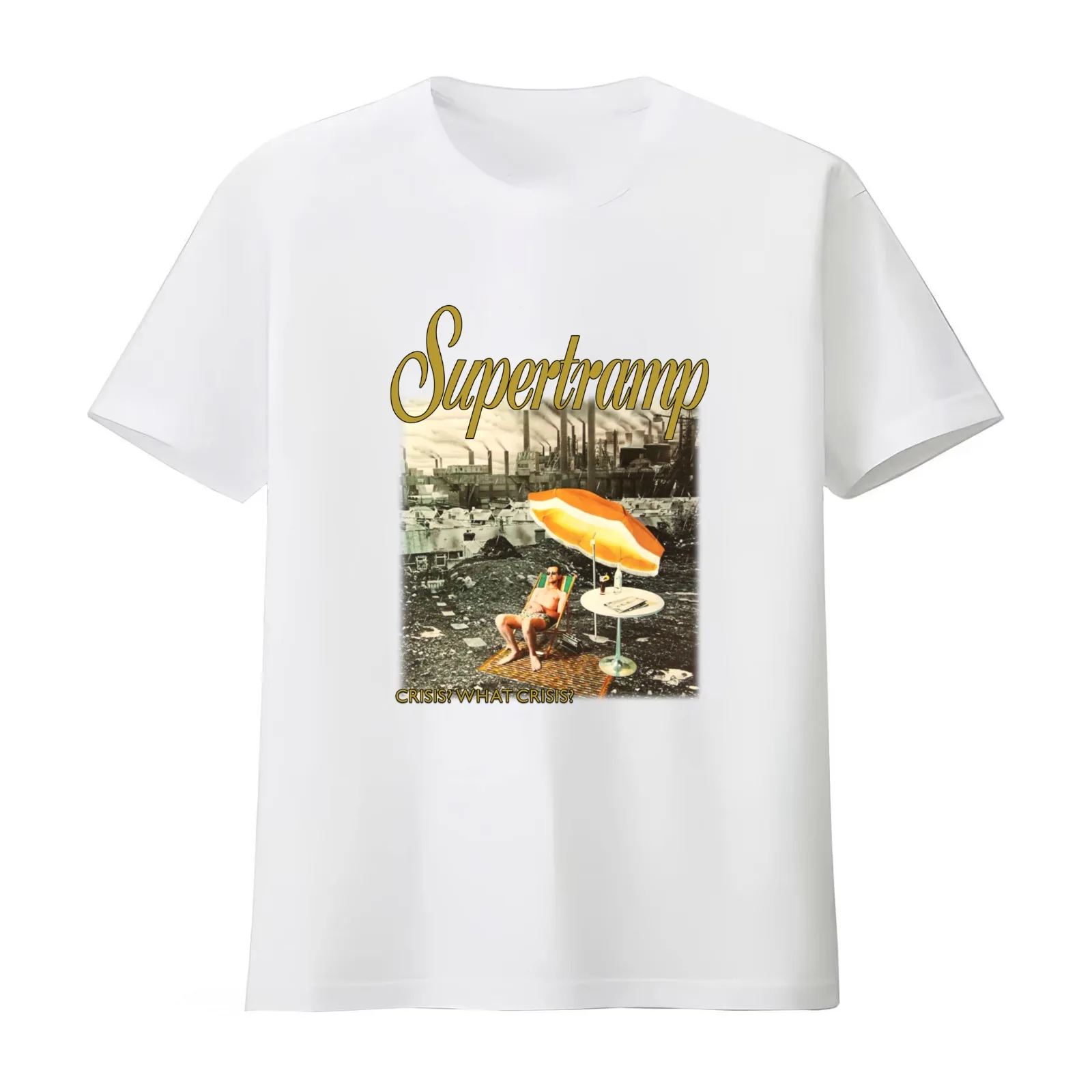 Súpértrámp Crisis What Crisis T-Shirt Summer Casual Cotton Tee Oversized Streetwear Tops Vintage Graphic Print 100% Cotton